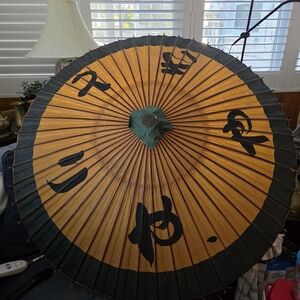 Orange Parasol with Black Calligraphy